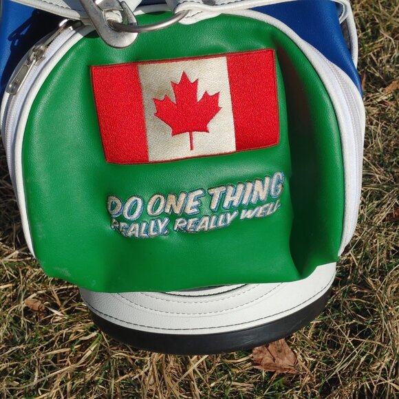 RARE Steam Whistle Beer Golf Bag Leather Embroidered Logo BELDING - Picture 9 of 11